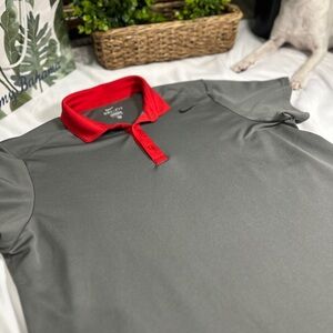 Nike Men's Polo Shirt in Gray with Red Accents